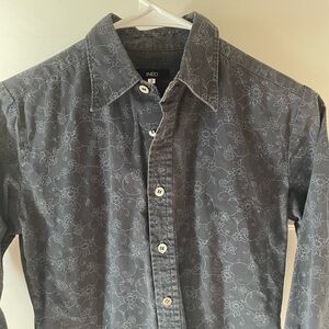 Vintage Women's Charcoal Floral Button Down Shirt